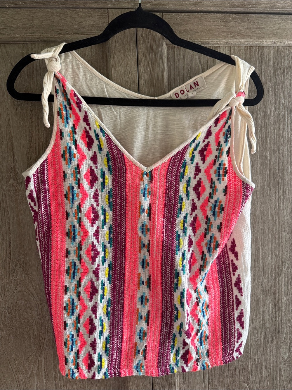 dolan Pink Multi-Stripe Tie-Shoulder Camisole